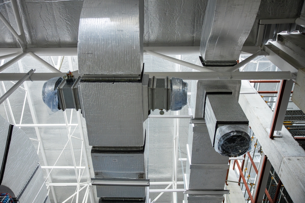 Air duct treatment after renovation removing dust and debris from HVAC system